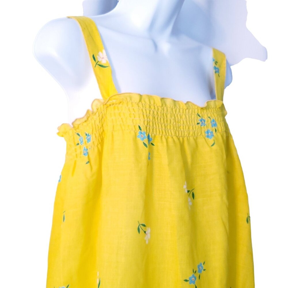 Vintage Smocked Floral Sundress Yellow Blue Pink Purple Muumuu Sz M - Picture 3 of 5